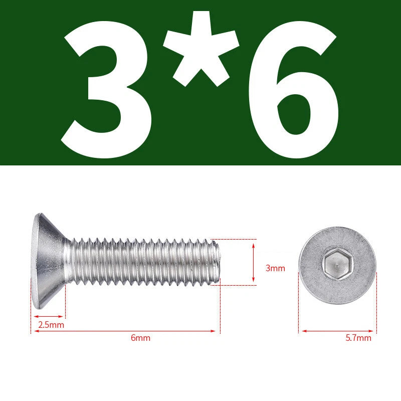 Allen Countersunk Head Screws V4A Steel Hexagon Socket Flat Head Machine Screw