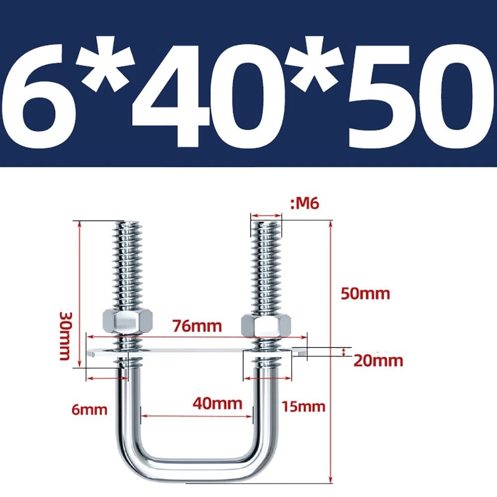 Square U - Bolts with Plate and Nuts – M6 M8 M10 M12 Zinc Plated, Trailer & Pipe Clamp Fasteners - HomeDIYer