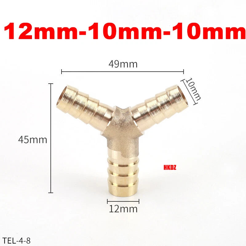 Brass Y Barbed Hose Tail Joiner — Tube Connector for Air, Water, Fuel & Gas