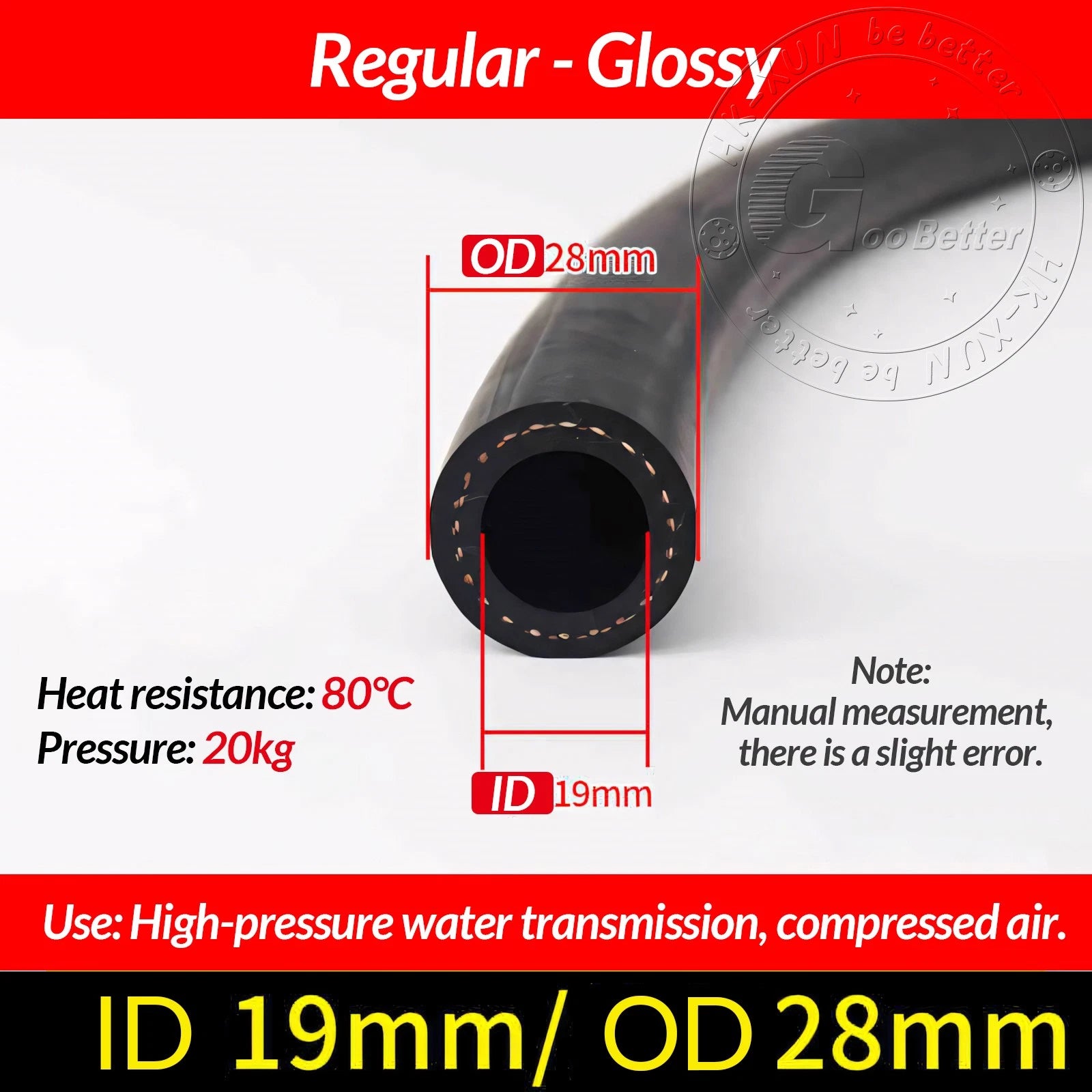 Reinforced Rubber Hose — Fuel, Brake Fluid & Oil Line | 6mm–25mm ID, Cut to Length