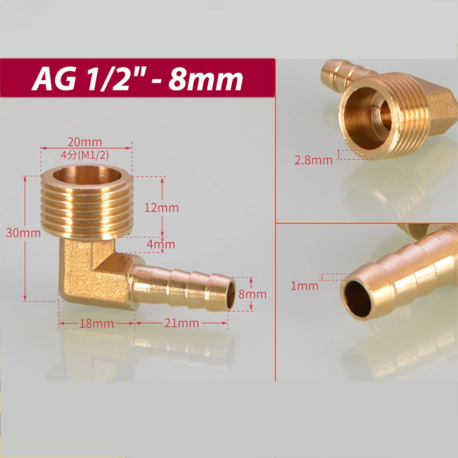 Brass 90° BSP Male Elbow x Barbed Hose Tail Fitting – Air & Water Pipe Connector