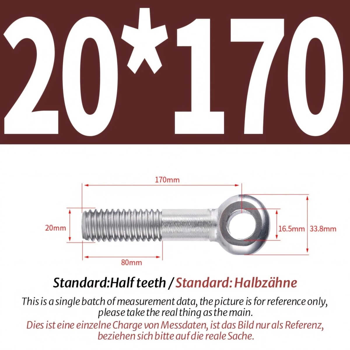 M20/M24 Stainless Steel A2 Eye Bolts – Threaded Ring for Catenary Wire & Hanging - HomeDIYer