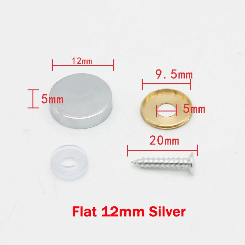 Mirror Screws Cap – Brass Chrome Decorative Cover Caps (10mm to 25mm) for Glass & Furniture – Silver/Gold