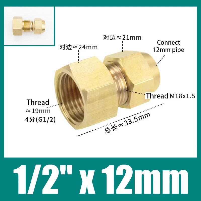 Brass Compression Straight Coupling Connector – Flared Fittings for Copper Pipe