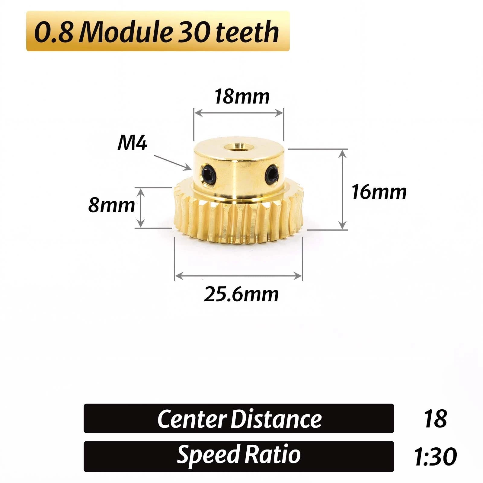 0.5/0.8/1/1.5 Module 20T to 60T Gear Copper Worm Wheel Gear & Worm Gear Shaft