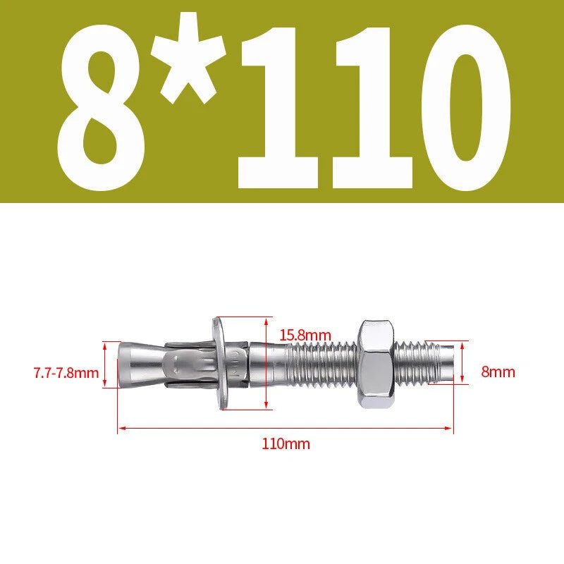 Stainless Steel Through Bolts – Wall Expansion Anchor Bolts M6 M8 M10 M12 M16 - HomeDIYer