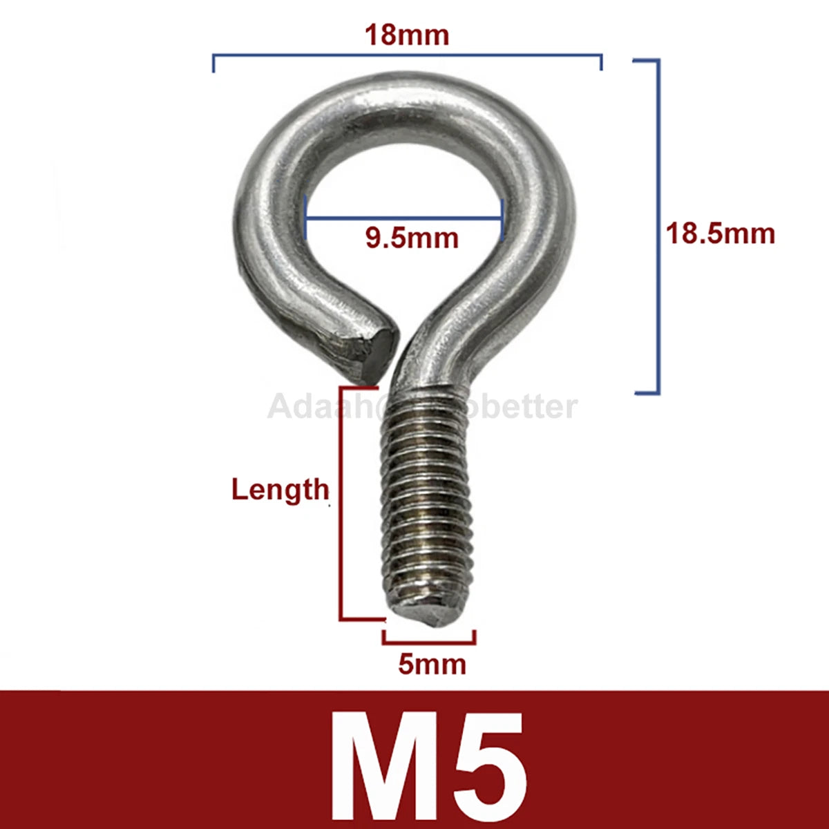 M3 M4 M5 M6 M8 M10 Stainless Steel Eye Screws Ring Hooks Eye Bolts Closed Screws