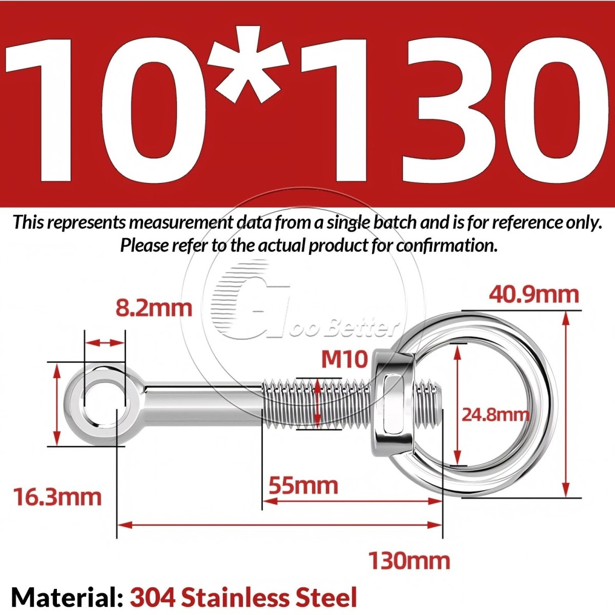 M10 M12 M14 Stainless Steel Eye Bolt & Eye Nut Set — A2 - 304, Threaded Lifting Ring - HomeDIYer