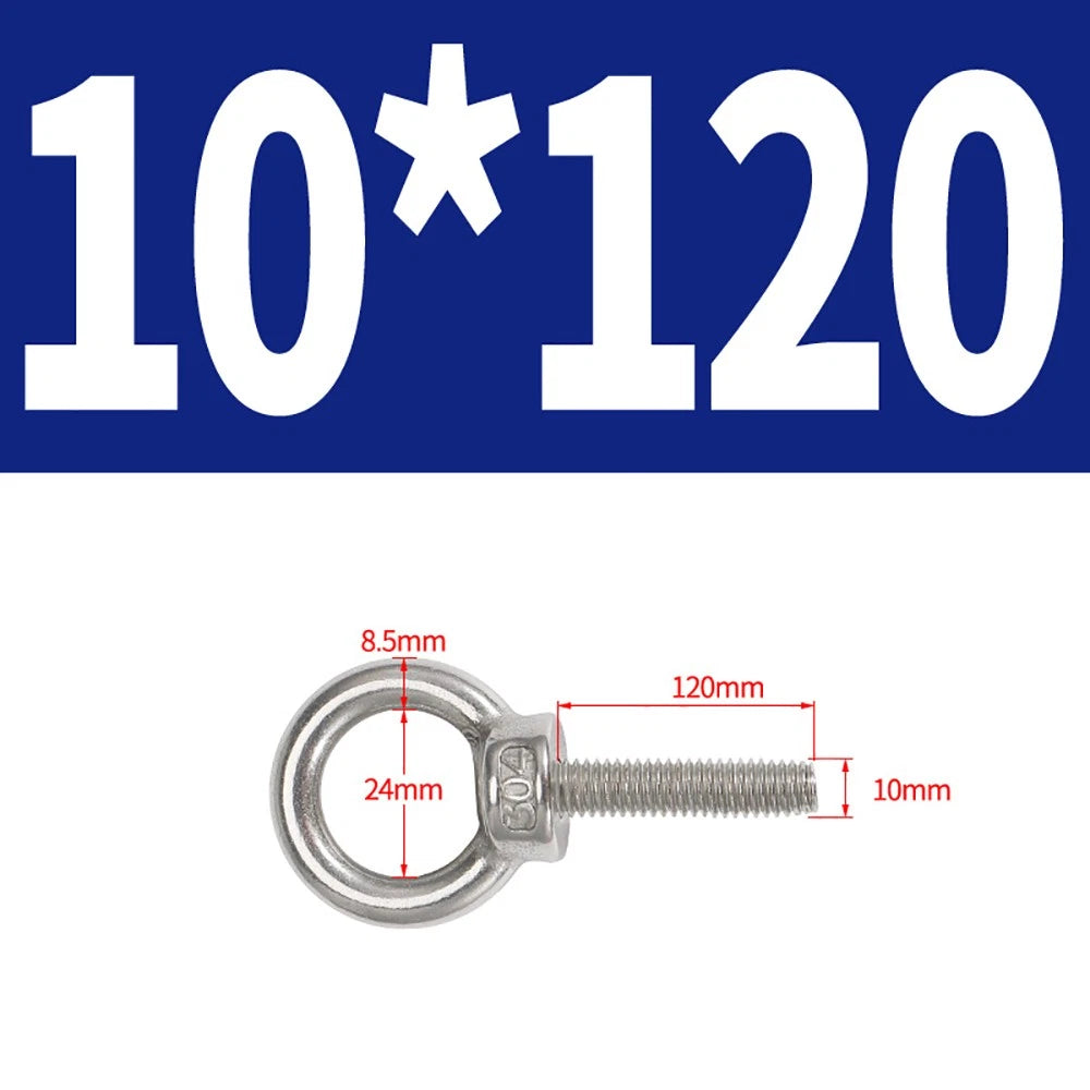 A2 Stainless Steel Eye Bolts DIN 580 — M10 M12 M14 M16 M18 M20 M24 Lifting Ring Bolt