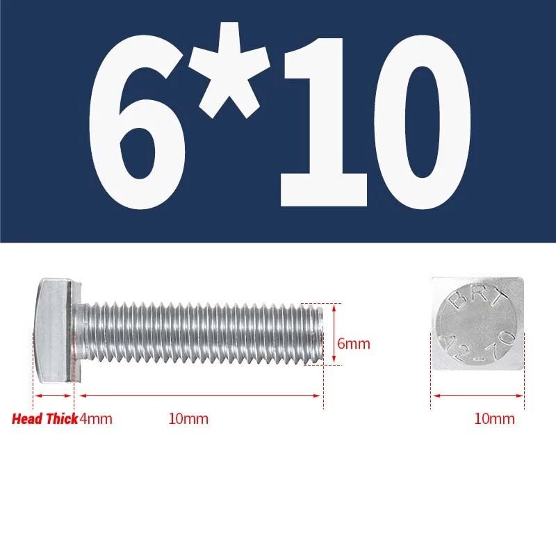 Square Head Bolts M4 M5 M6 M8 M10 M12 — A2 304 Stainless Steel, Multiple Lengths - HomeDIYer