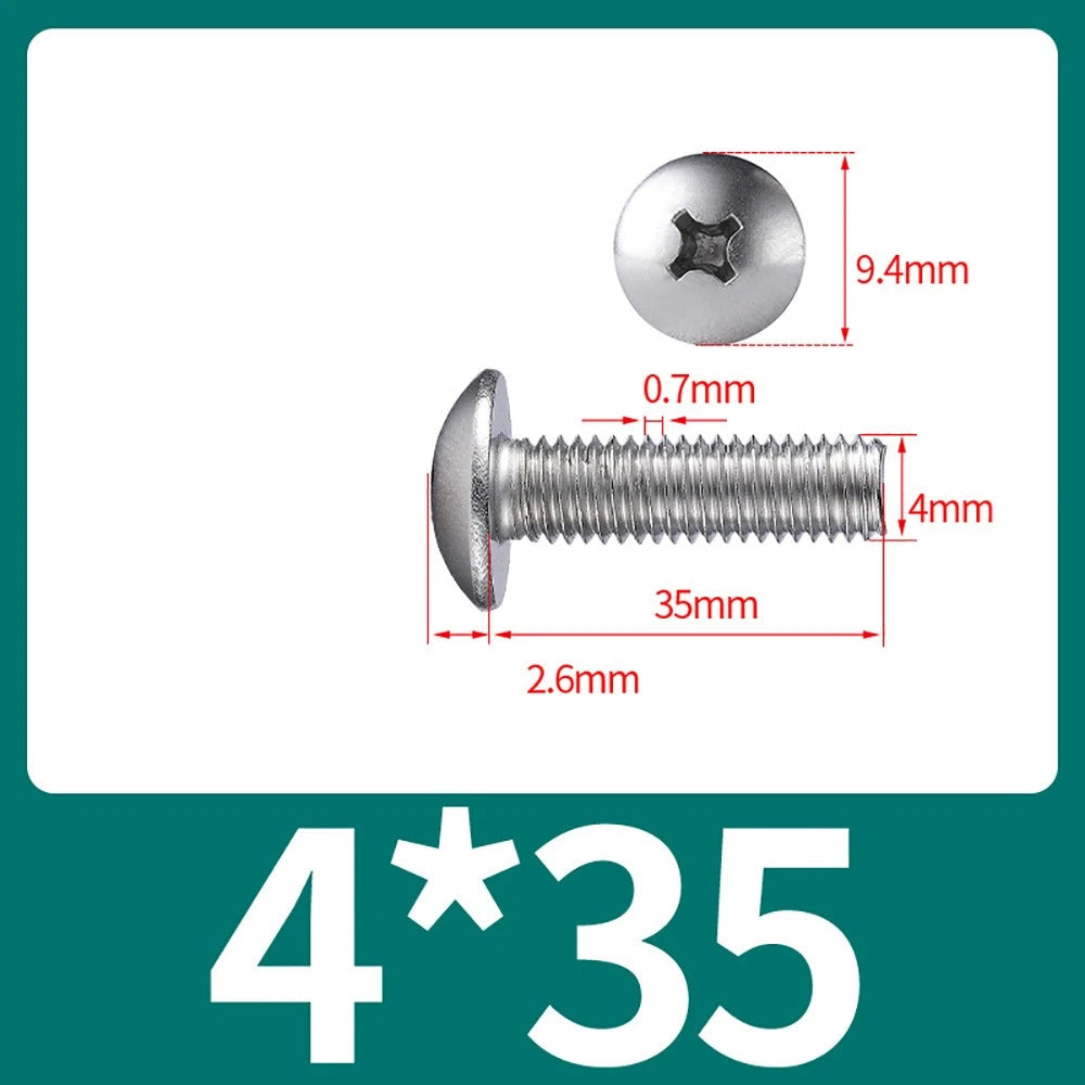 M4-M8 Phillips Truss Head Machine Screw Large Flat Head Screws Stainless Steel