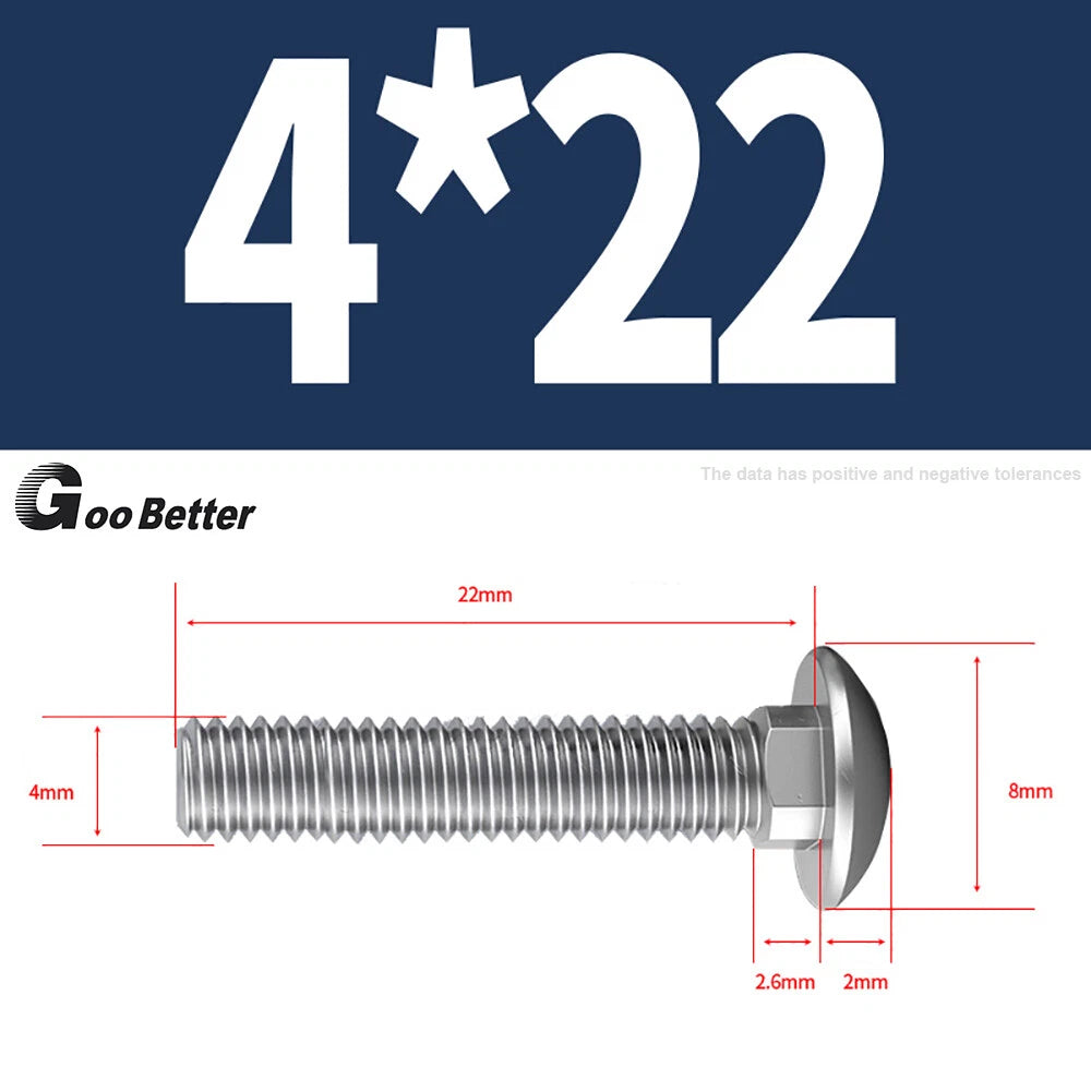 M4–M12 Carriage Bolts A2 Stainless Steel | Cup Square Neck Screws