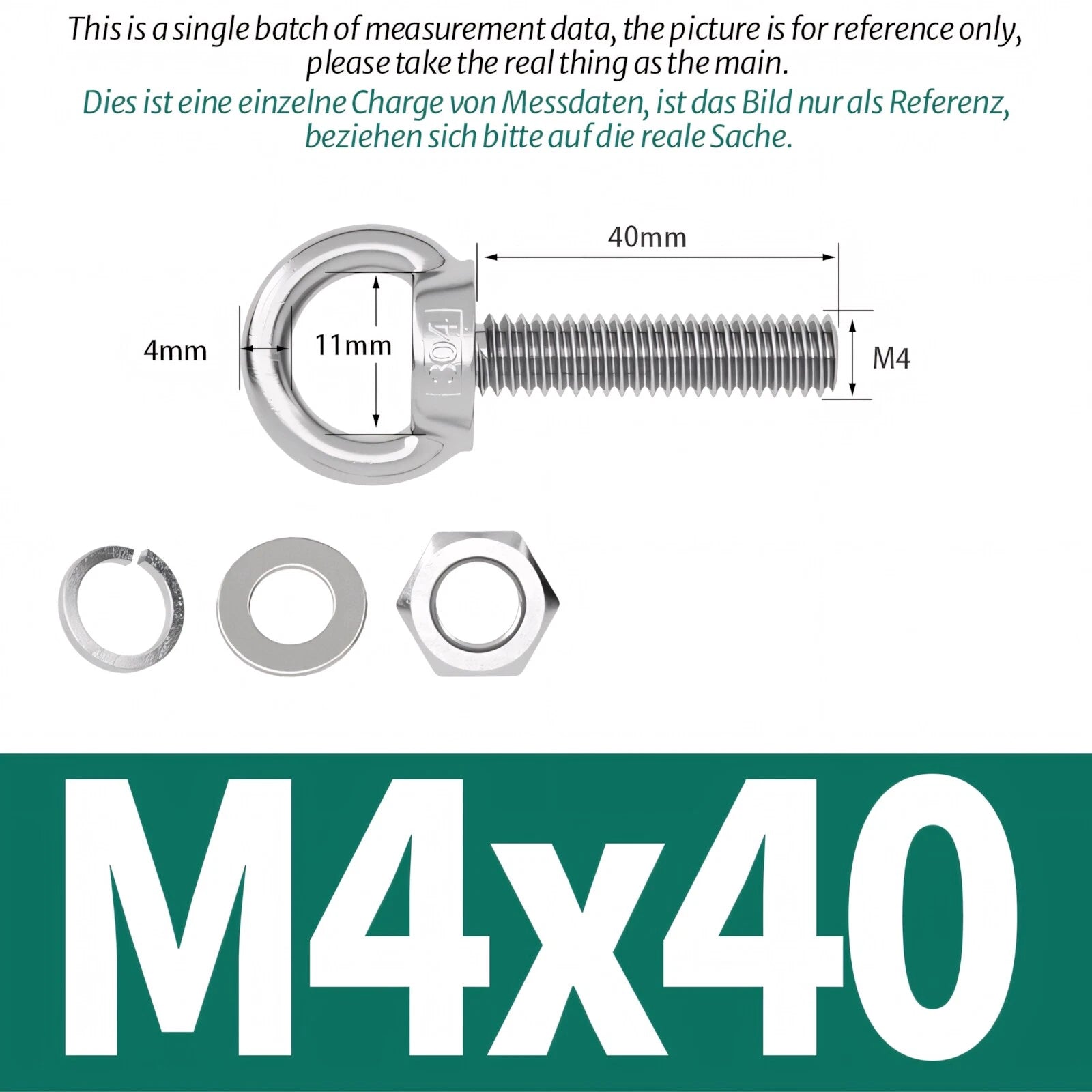 M3 M4 M5 - M20 Eye Bolts Kit Screws Nut Washer Long Boat Stainless Steel A2 304