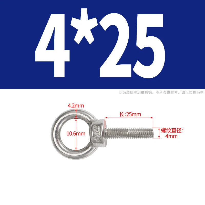 Lifting Eye Bolts A2 304 Stainless Steel M4 M5 M6 M8 M10 M12 M14 M16 M18 M20 M24