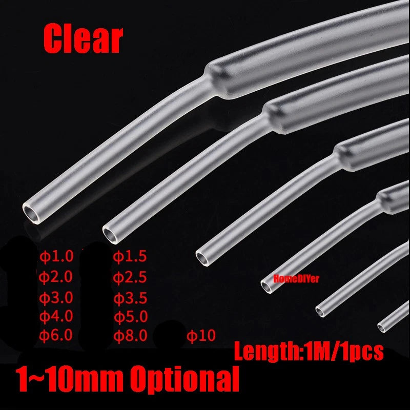 2:1 Heat Shrink Tubing — Electrical Wire Sleeving, Φ1mm–12mm, Clear/White/Red/Green
