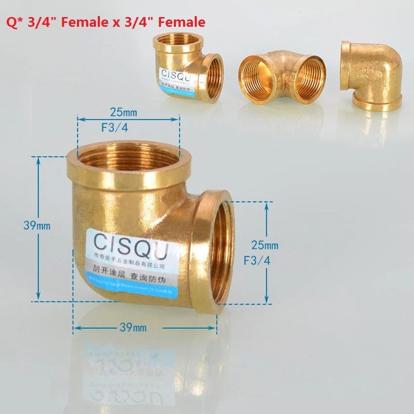 Brass NPT Pipe Fittings – 1/2" & 3/4" Male Female Thread Adapter Connector