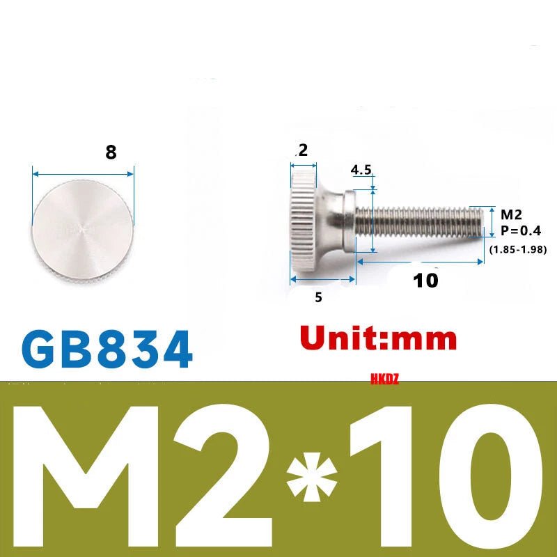 M2/M2.5 High Head Knurled Thumb Screws – 303 Stainless Steel Hand Grip Knob Bolts (3 - 12mm) - HomeDIYer