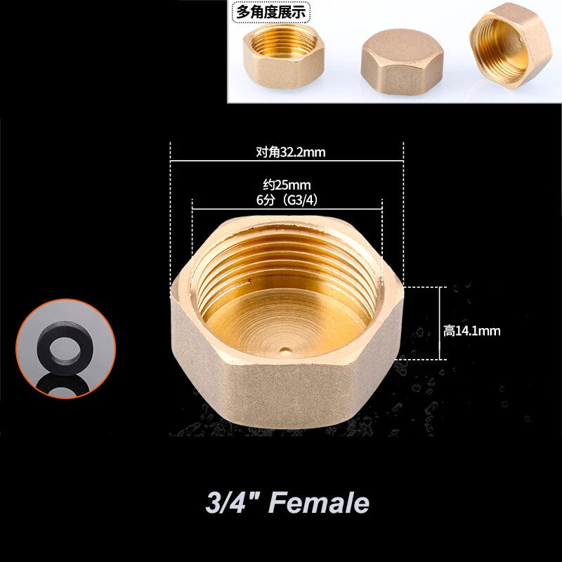 Brass BSP Blanking Cap Plug — 1/8" to 2" Male & Female Stop End with Washer