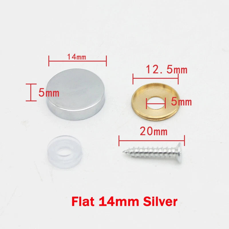 Mirror Screws Cap – Brass Chrome Decorative Cover Caps (10mm to 25mm) for Glass & Furniture – Silver/Gold