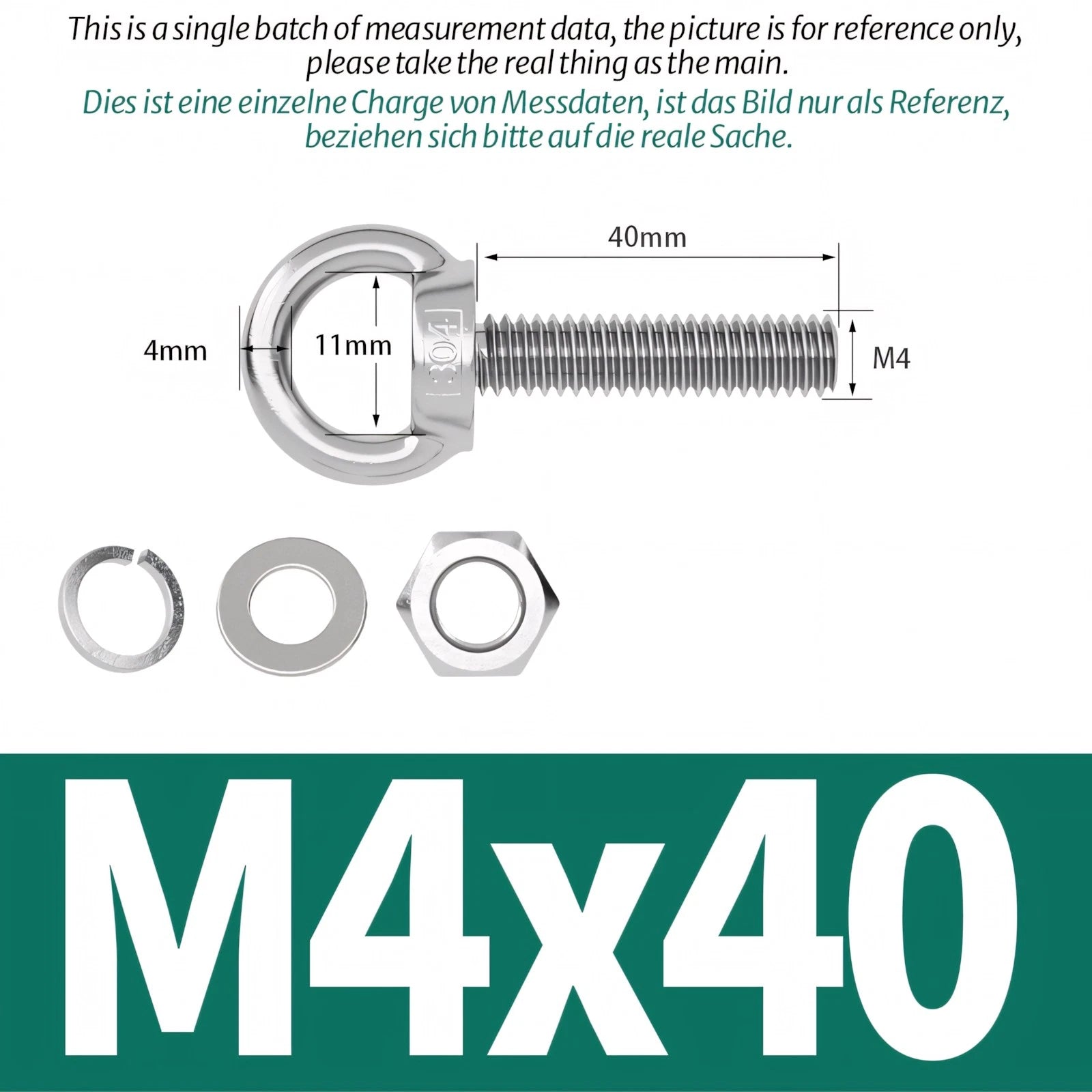 M3 M4 M5 M6 Eye Bolts Kit Screws Nut Washer Long Boat Stainless Steel A2 304
