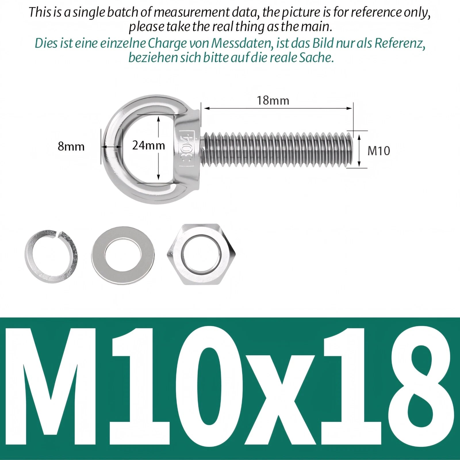 M8 M10 M12 Eye Bolts Kit Screws Nut Washer Long Boat Stainless Steel A2 304