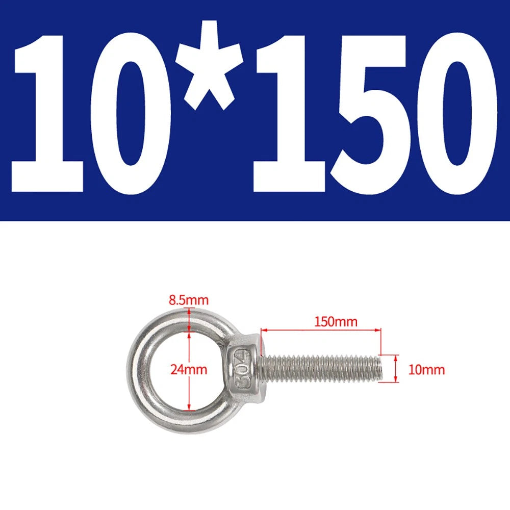 A2 Stainless Steel Eye Bolts DIN 580 — M10 M12 M14 M16 M18 M20 M24 Lifting Ring Bolt