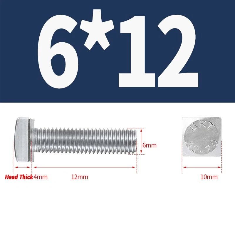 Square Head Bolts M4 M5 M6 M8 M10 M12 — A2 304 Stainless Steel, Multiple Lengths - HomeDIYer