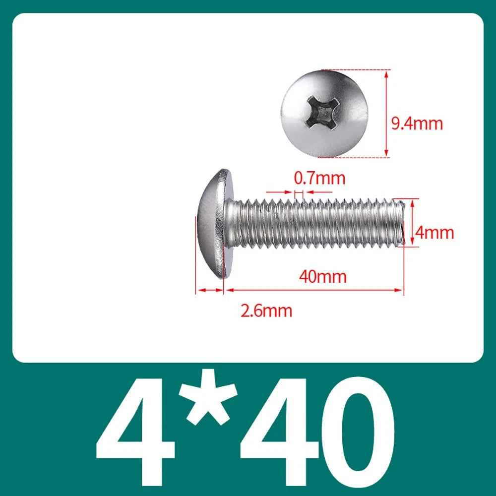 M4-M8 Phillips Truss Head Machine Screw Large Flat Head Screws Stainless Steel