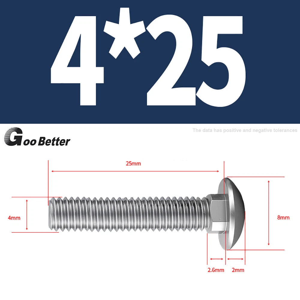 M4–M12 Carriage Bolts A2 Stainless Steel | Cup Square Neck Screws
