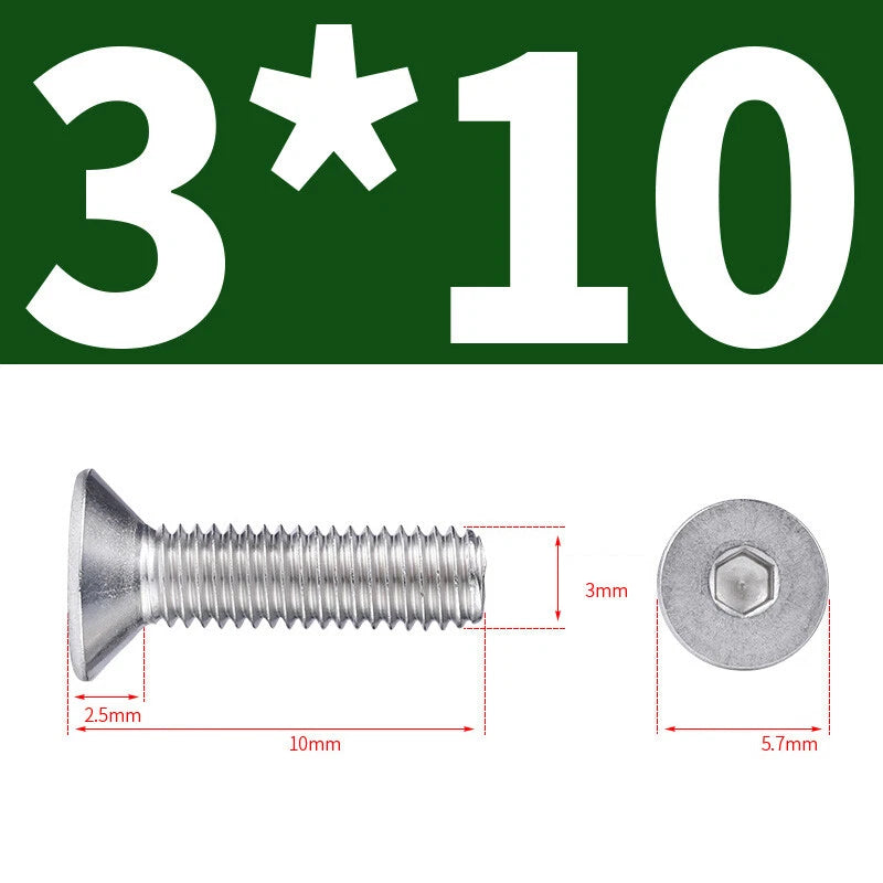 Allen Countersunk Head Screws V4A Steel Hexagon Socket Flat Head Machine Screw