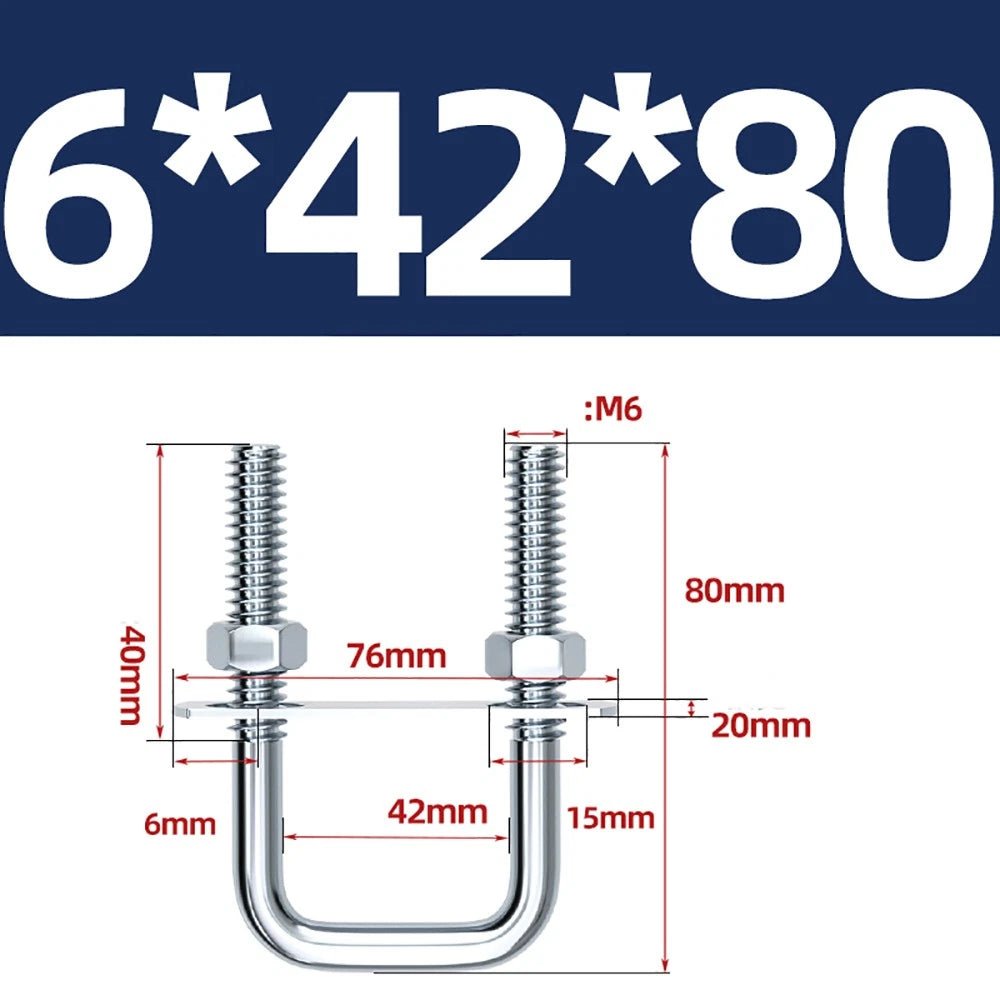 Square U - Bolts with Plate and Nuts – M6 M8 M10 M12 Zinc Plated, Trailer & Pipe Clamp Fasteners - HomeDIYer