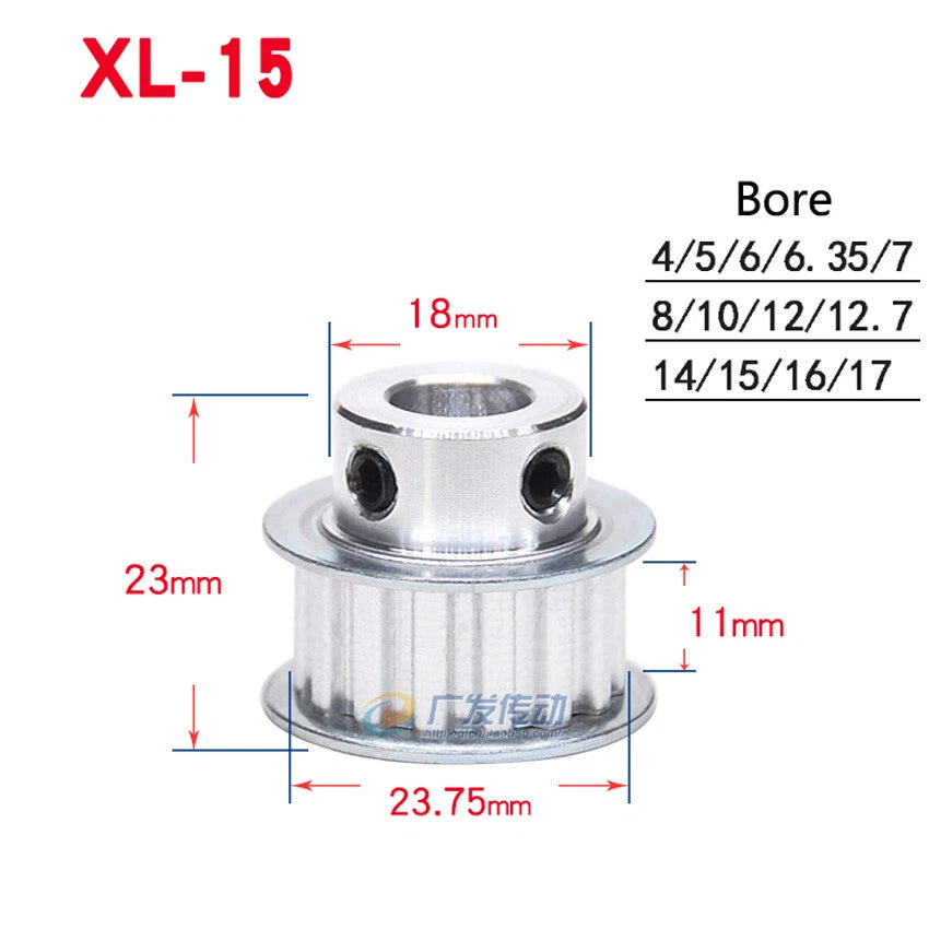 XL10T-35T Timing Belt Pulley With Step, Bore 3.175mm-25mm For 10/15mm Width Belt