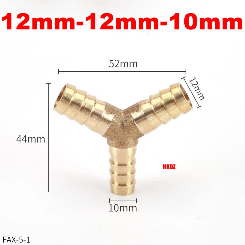 Brass Y Barbed Hose Tail Joiner — Tube Connector for Air, Water, Fuel & Gas