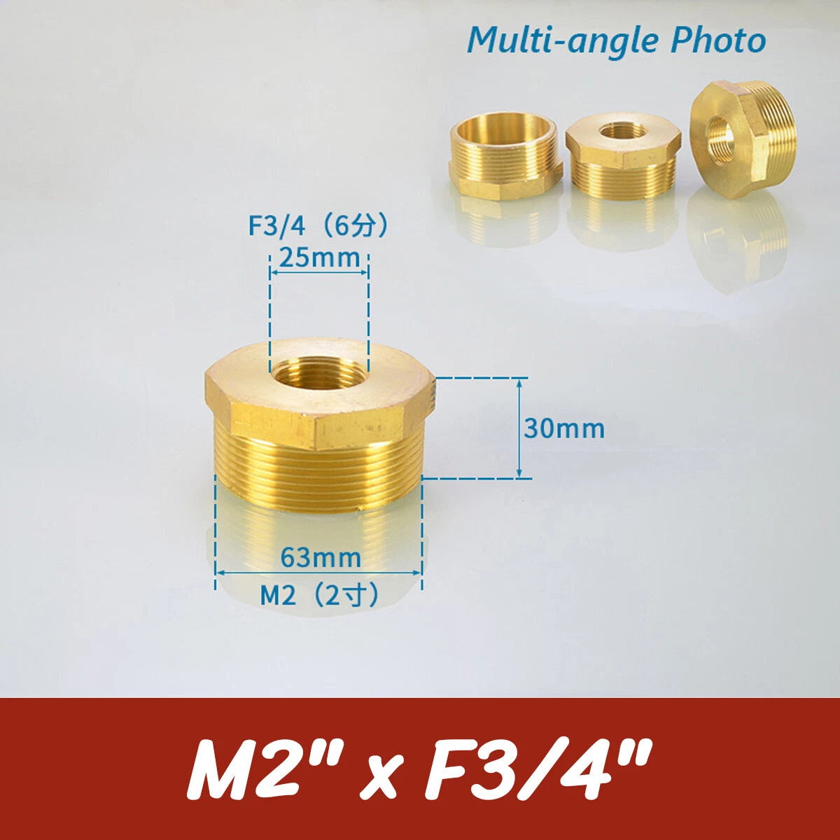 BSP Brass Reducing Hexagon Bush — Male to Female Thread Pipe Fittings
