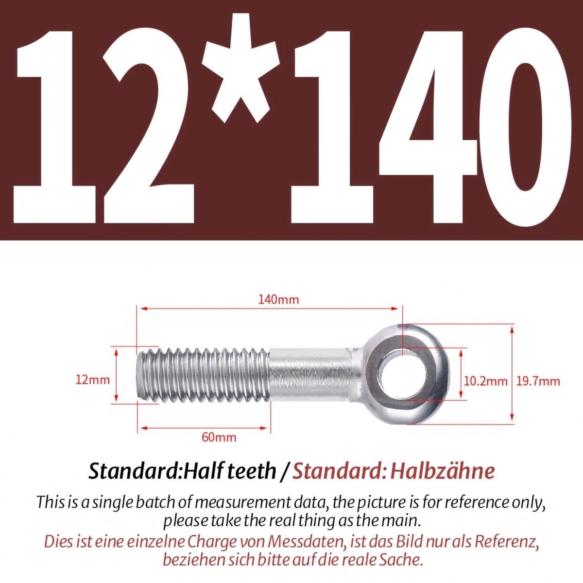 M12 M14 Stainless Steel Eye Bolts – Threaded Ring for Catenary Wire & Hanging - HomeDIYer