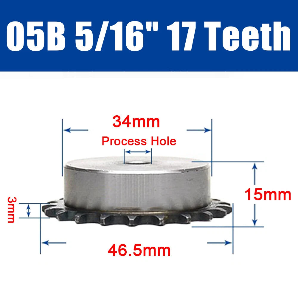 05B 5/16" Steel Roller Chain Sprocket Wheel Pitch 8mm 10~40 Teeth Process Hole