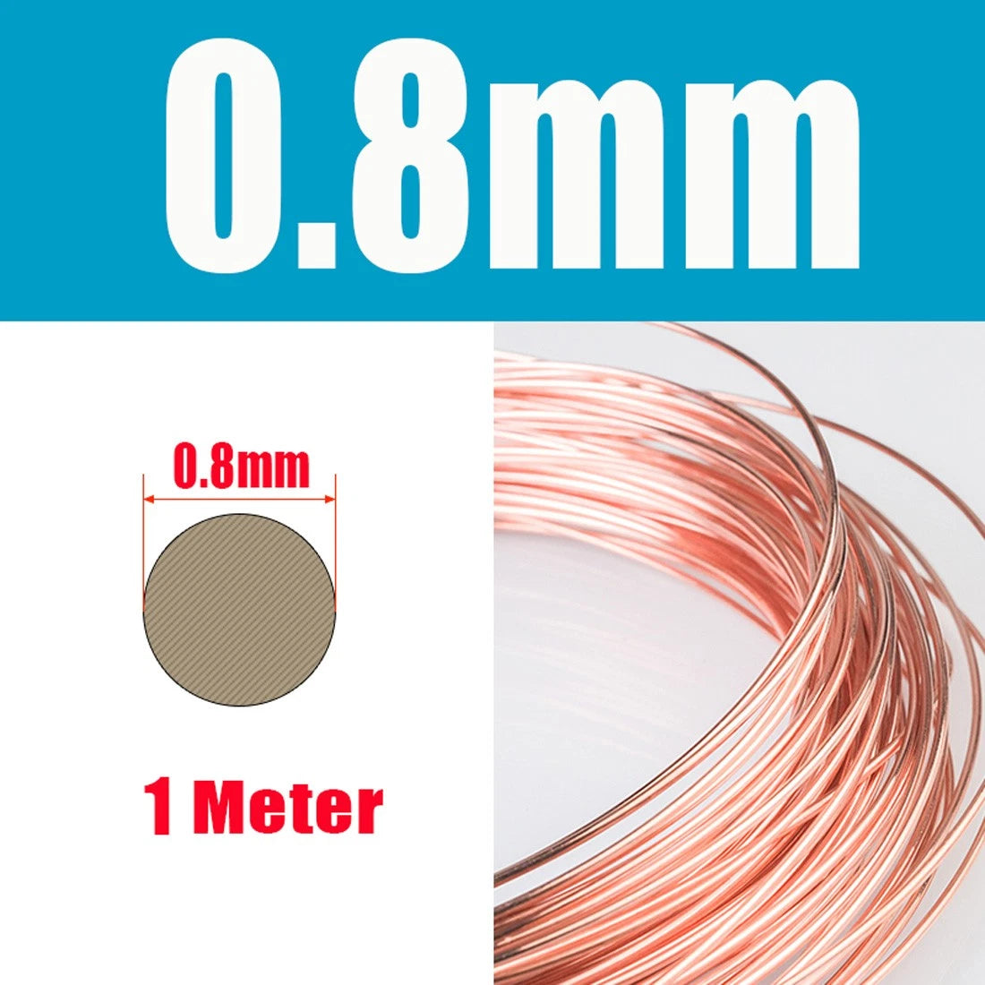 1M Round Copper Wire Solid 0.2-4.5mm Bendable Metal Wire Jewellery Craft Making