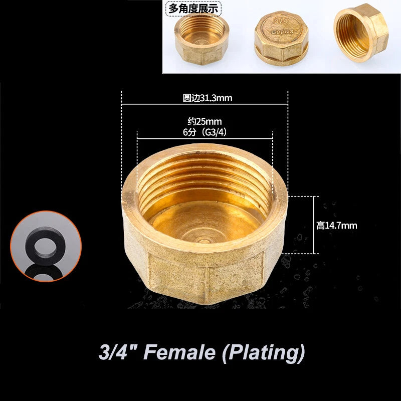 Brass BSP Blanking Cap Plug — 1/8" to 2" Male & Female Stop End with Washer