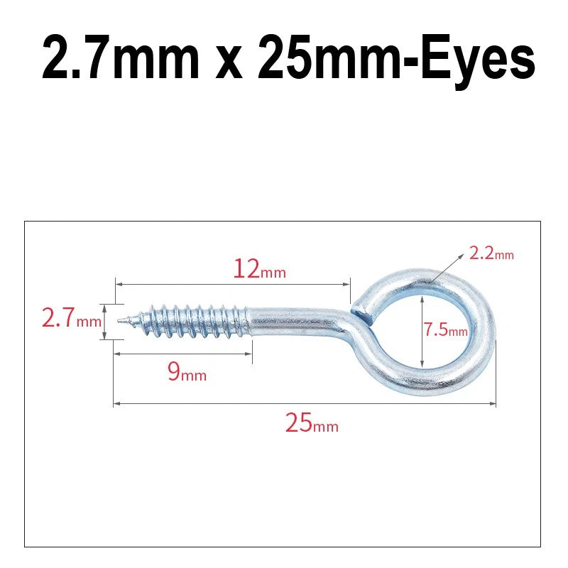 Screw-In Hooks & Eye Hooks — Galvanized, Nickel, Copper & Stainless, 1.1mm–8.6mm
