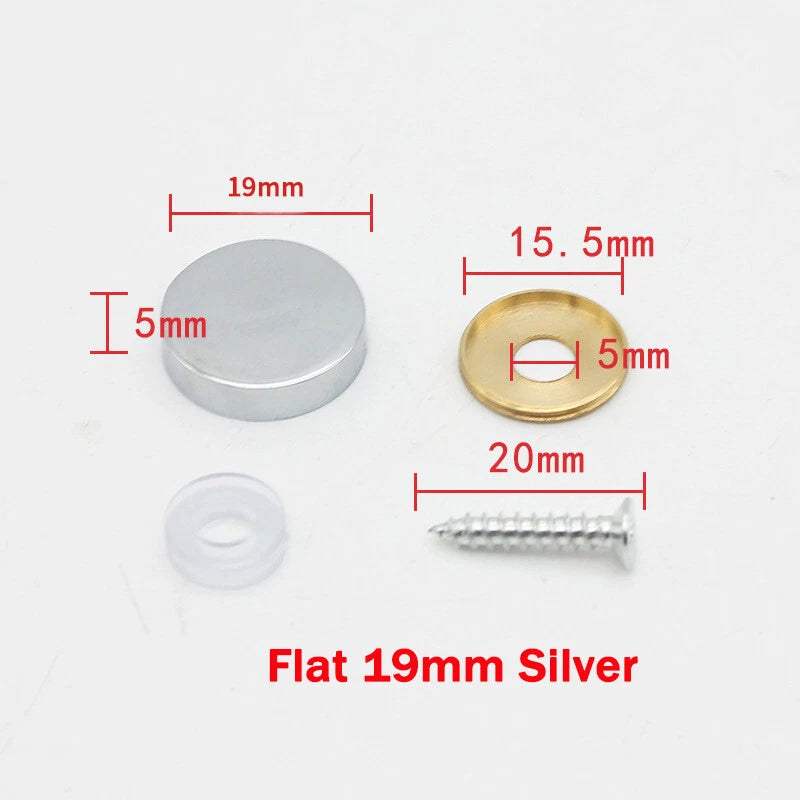 Mirror Screws Cap – Brass Chrome Decorative Cover Caps (10mm to 25mm) for Glass & Furniture – Silver/Gold
