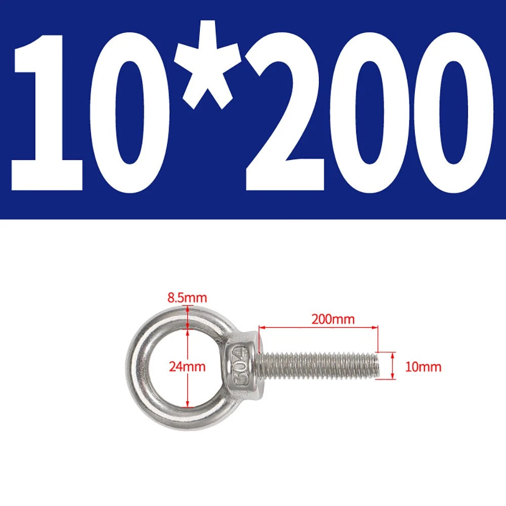 A2 Stainless Steel Eye Bolts DIN 580 — M10 M12 M14 M16 M18 M20 M24 Lifting Ring Bolt