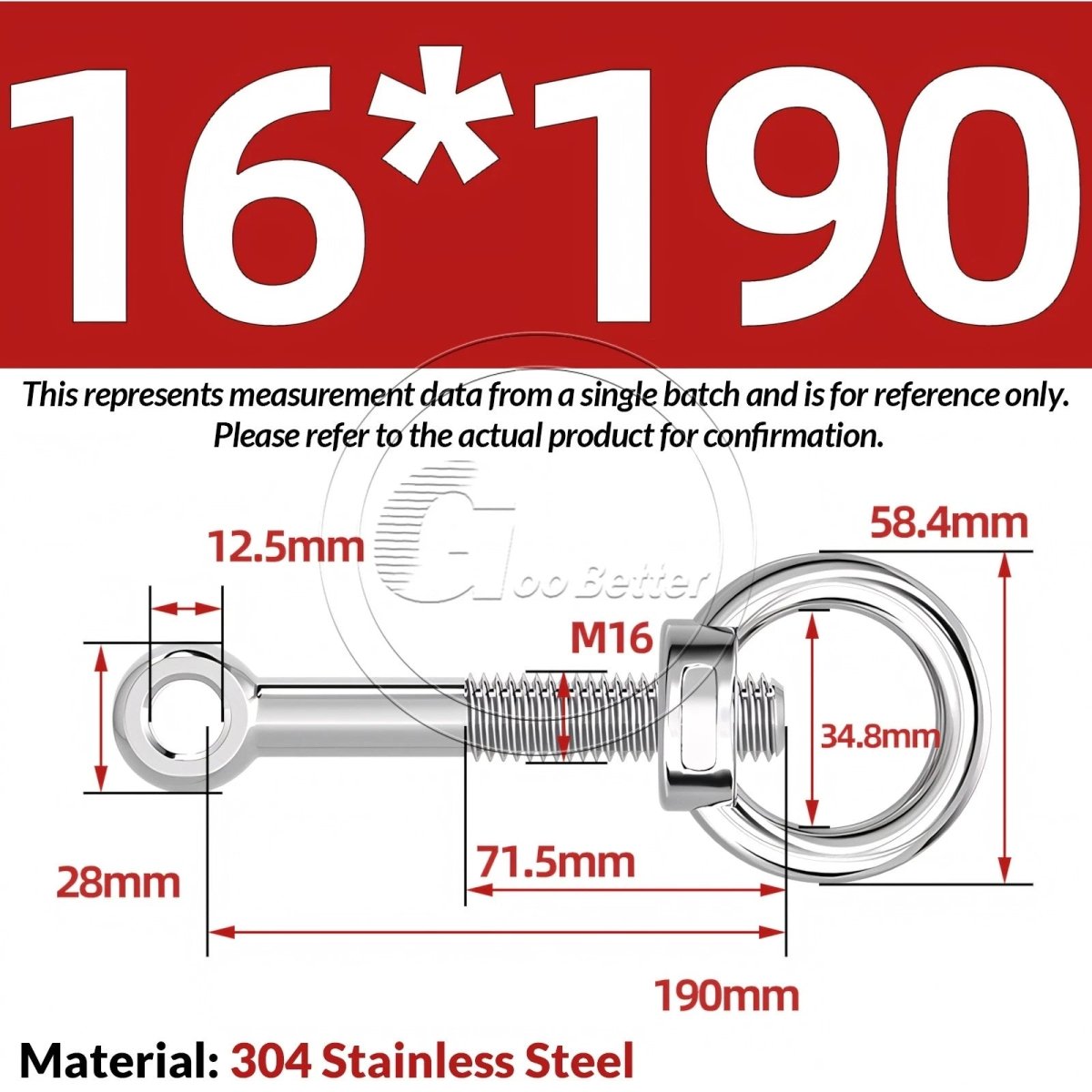 M16–M24 A2 304 Stainless Steel Lifting Eye Bolt & Eye Nut Threaded Ring - HomeDIYer