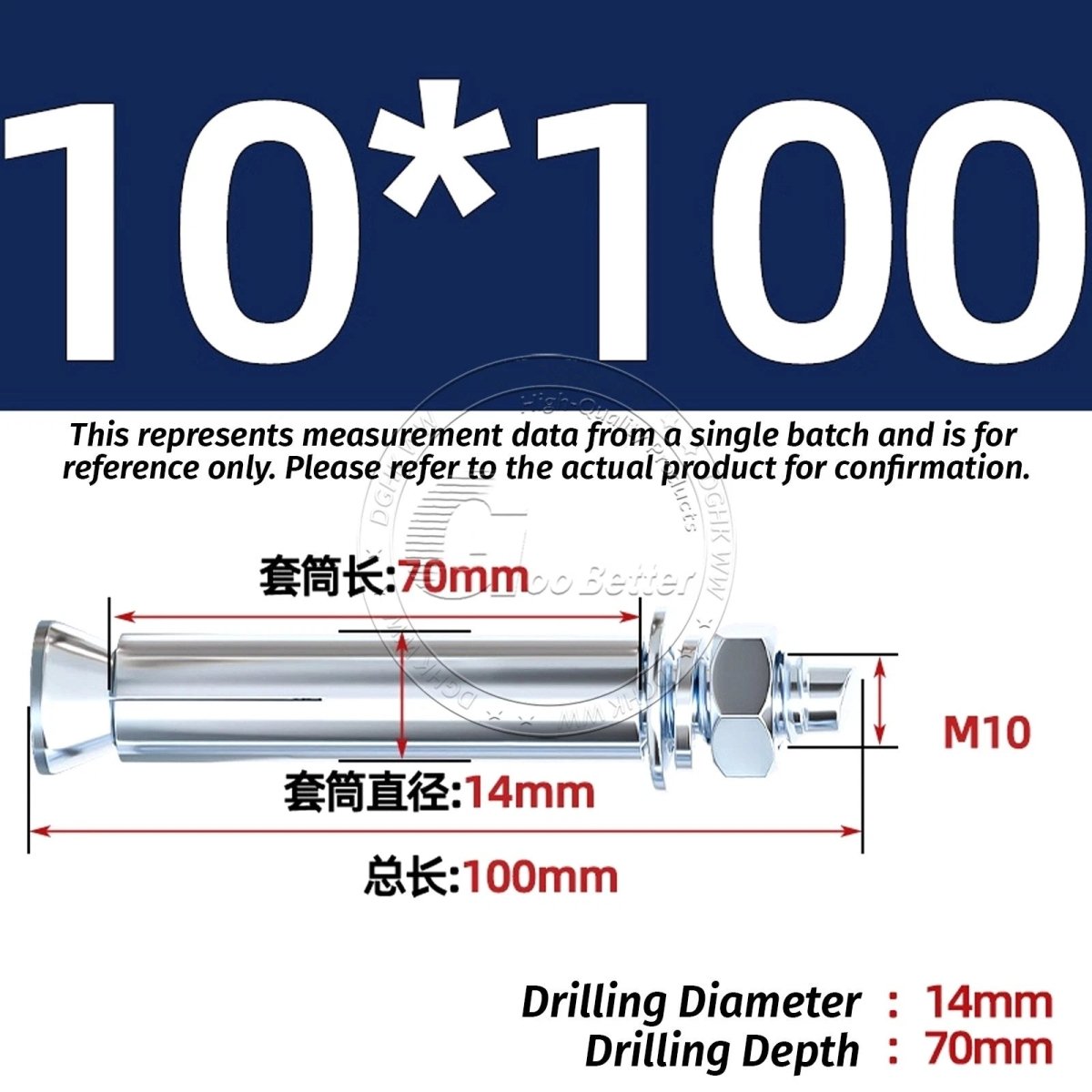 Concrete Expansion Anchor Bolts M6–M20, Extra Long Masonry Wall Screws – Iron Blue White Zinc / Iron - colour Zinc - HomeDIYer