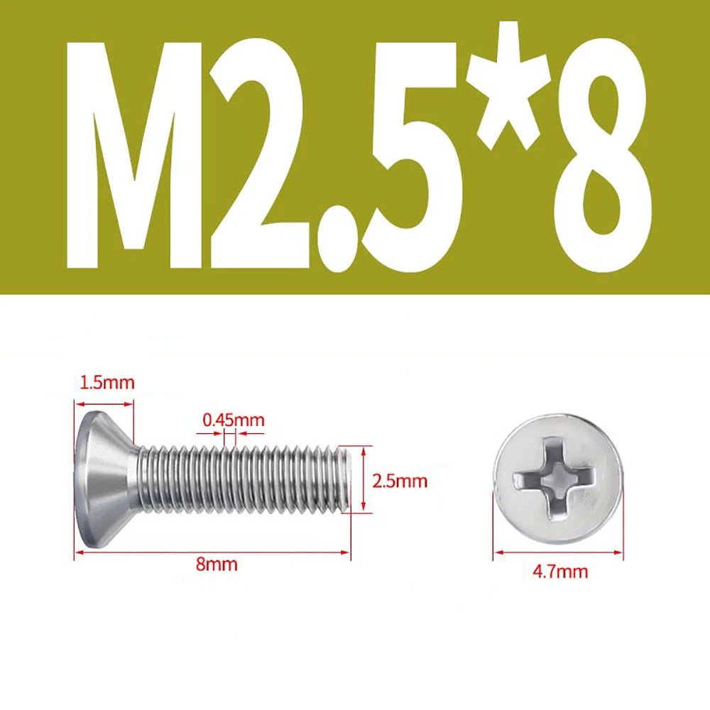 M2–M8 A4 Stainless Steel Phillips Countersunk Screws – Marine Grade, DIN 965, Fully Threaded (3–100mm)
