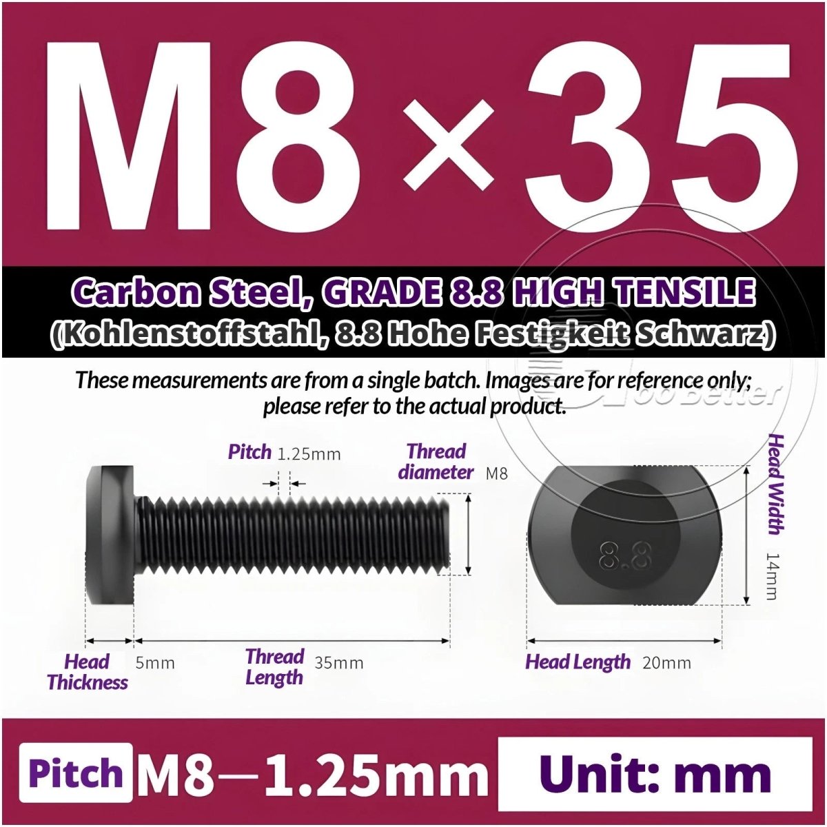 T - Slot Bolts M6 to M20 | Grade 8.8 High Tensile | T - Track Bolts 16mm–500mm - HomeDIYer