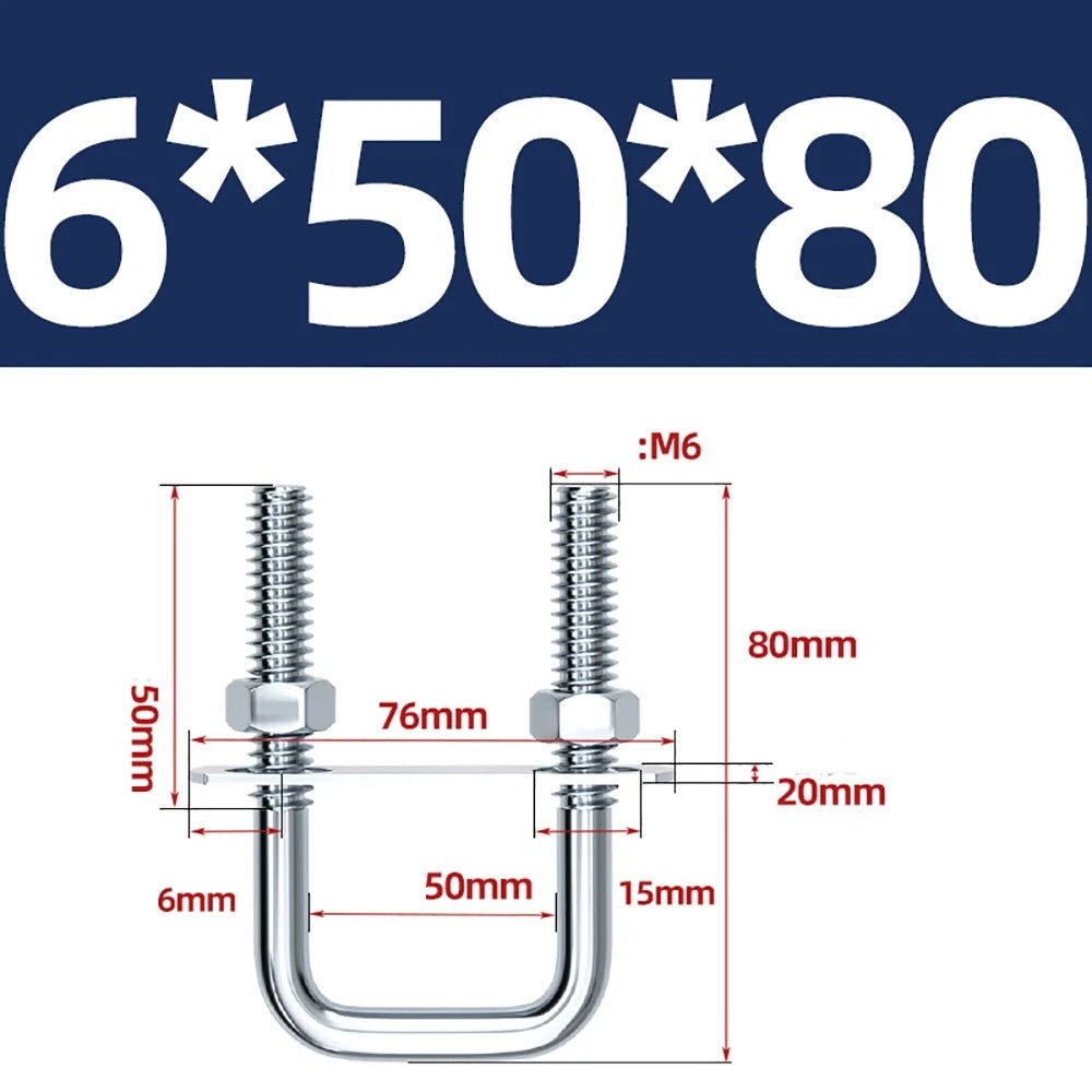 Square U - Bolts with Plate and Nuts – M6 M8 M10 M12 Zinc Plated, Trailer & Pipe Clamp Fasteners - HomeDIYer