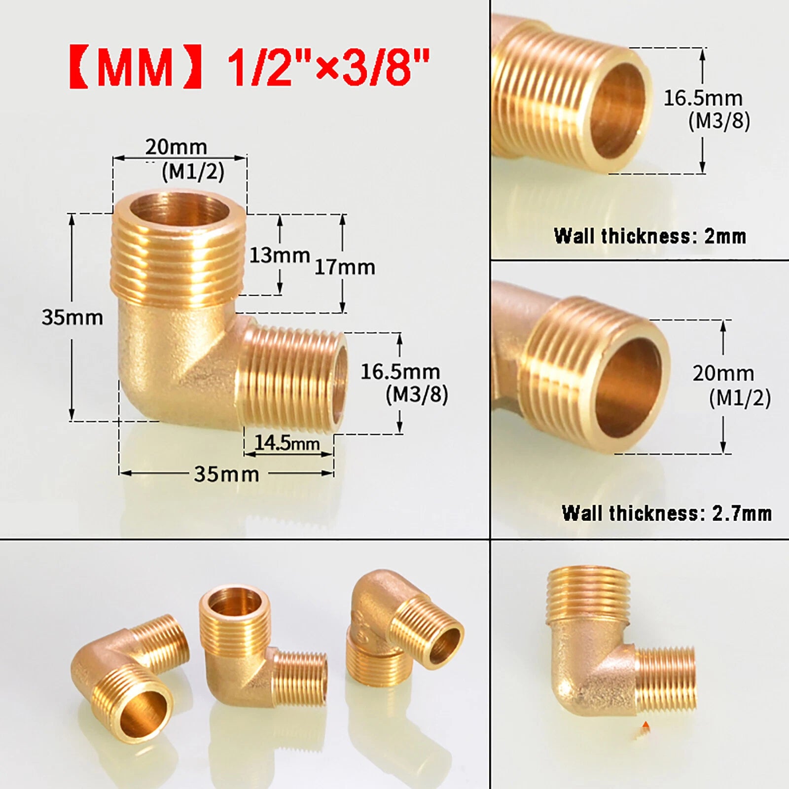 Brass 90° Elbow BSP Threaded Pipe Fitting — Equal & Reducer, 1/8" to 1/2"