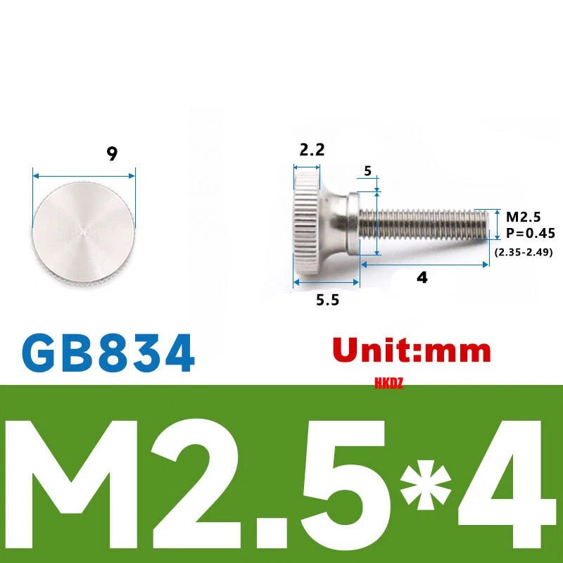 M2/M2.5 High Head Knurled Thumb Screws – 303 Stainless Steel Hand Grip Knob Bolts (3 - 12mm) - HomeDIYer