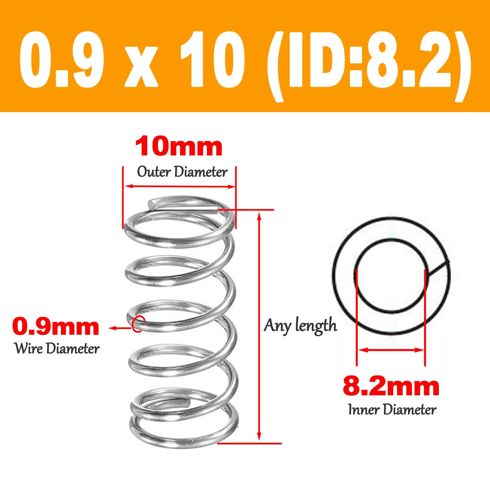 Compression spring Stainless steel wire 0.9mm Return spring outer diamete 5-16mm