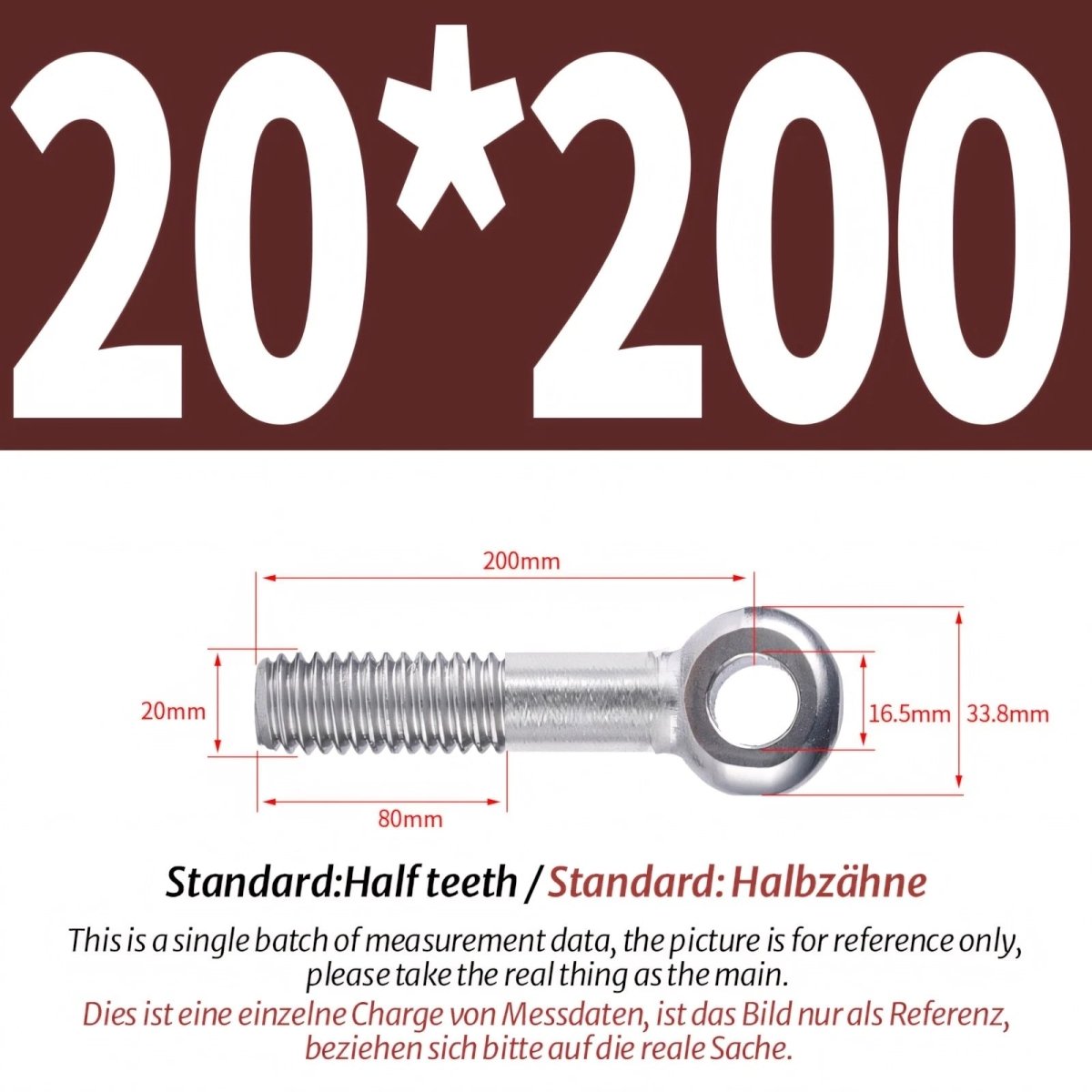 M20/M24 Stainless Steel A2 Eye Bolts – Threaded Ring for Catenary Wire & Hanging - HomeDIYer
